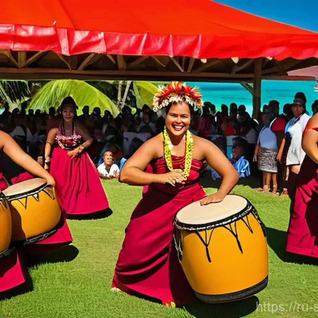사모아 최대 축제 테울라 페스티벌 - **Teuila Festival Dance Celebration:** A vibrant and energetic scene depicting the heart of the Teui...