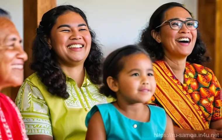 사모아에서 유명한 종교 행사 - **A Vibrant Samoan Sunday Service:** Depict a multi-generational Samoan family joyfully attending a ...